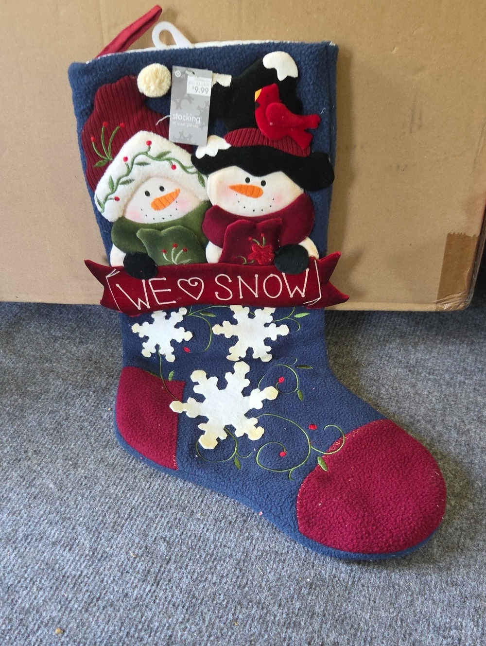 Target Navy and Red Snowman Couple Christmas Stocking